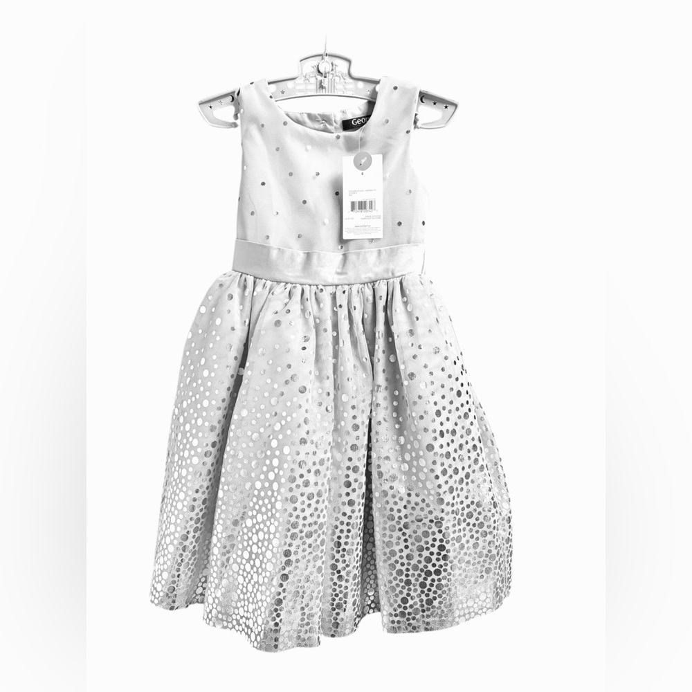 Girls George lilac & Silver Dress with Polka Dots Girly Dress NWT